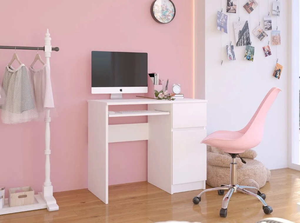 Písací stôl PIKSEL 90 cm biely pravý