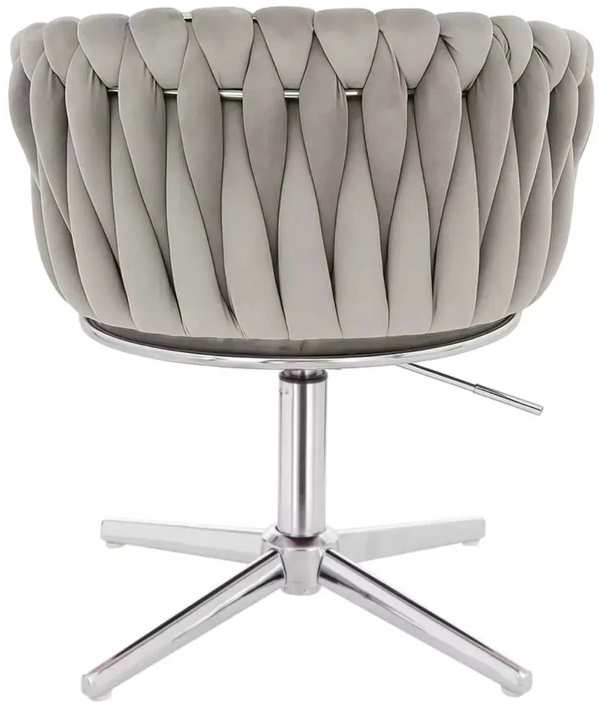LuxuryForm DESIGN Stolička NORDEN VELUR na striebornom kríži - svetlosivá