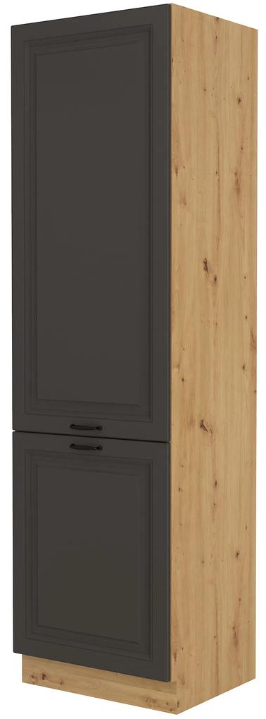 Potravinová kuchynská skrinka na chladnicku Sheila 60 LO 210 2F (dub artisan + grafit). Vlastná spoľahlivá doprava až k Vám domov. 1040912