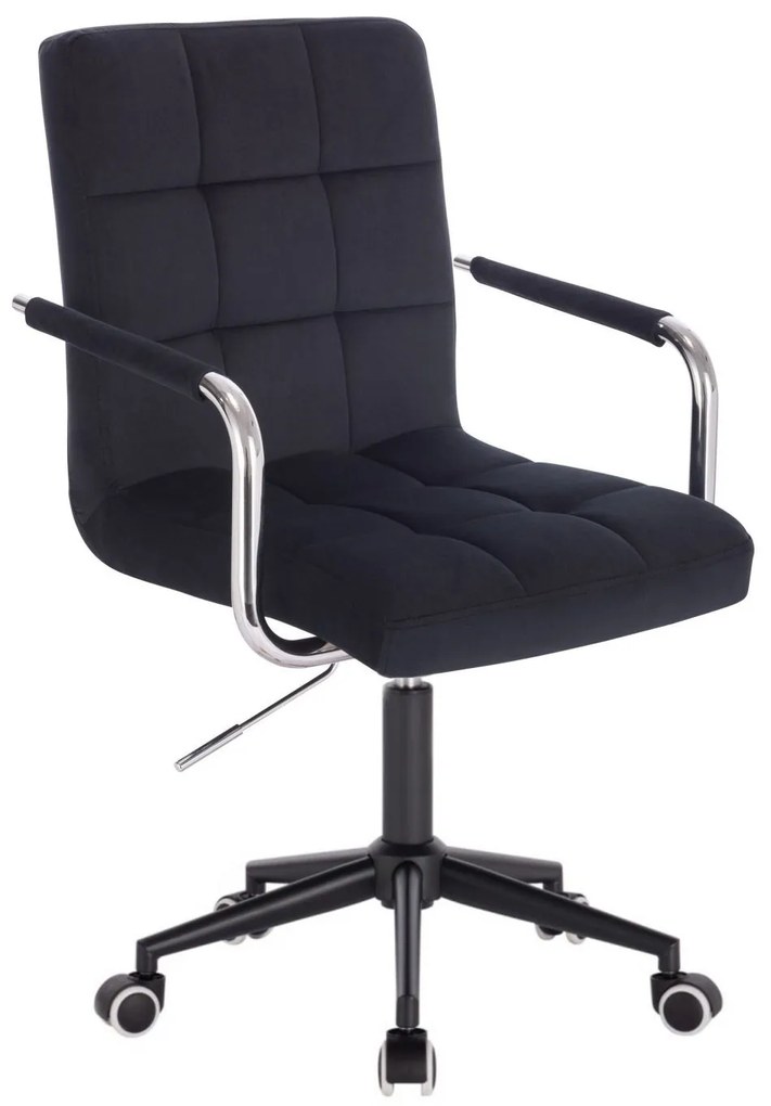 LuxuryForm DESIGN Stolička VERONA VELUR na čiernej podstave s kolieskami - čierna