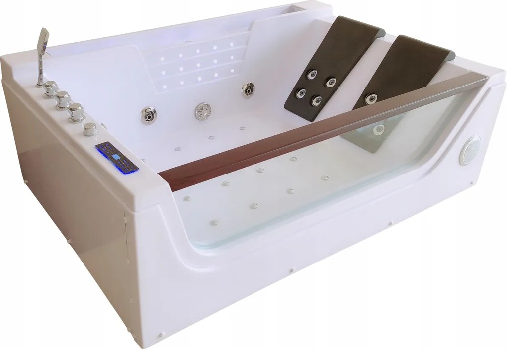 Masážna Vaňa S Hydromasážou 180x120 2 Osobná Led Ohrievačka Bluetooth