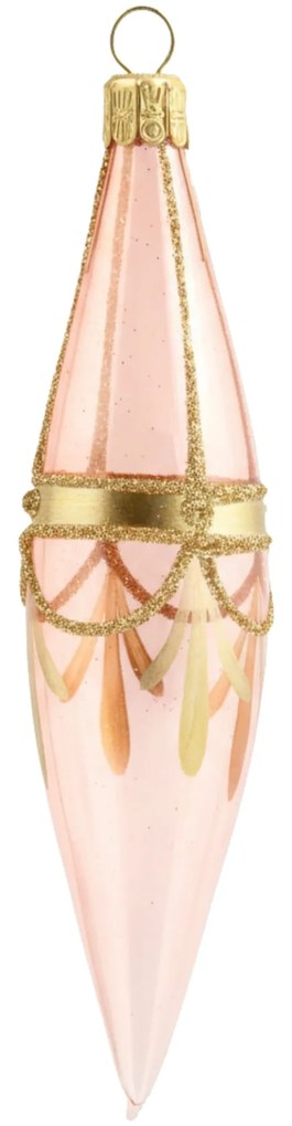 Bella Rose Sklenená vianočná ozdoba Kvapka Ružová Lesk