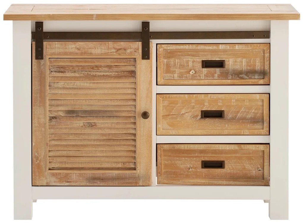 furniture-nabytek.cz - Masivní komoda Capera z borovice a MDF, lakovaná, bílá a hnědá – 103×42×80 cm