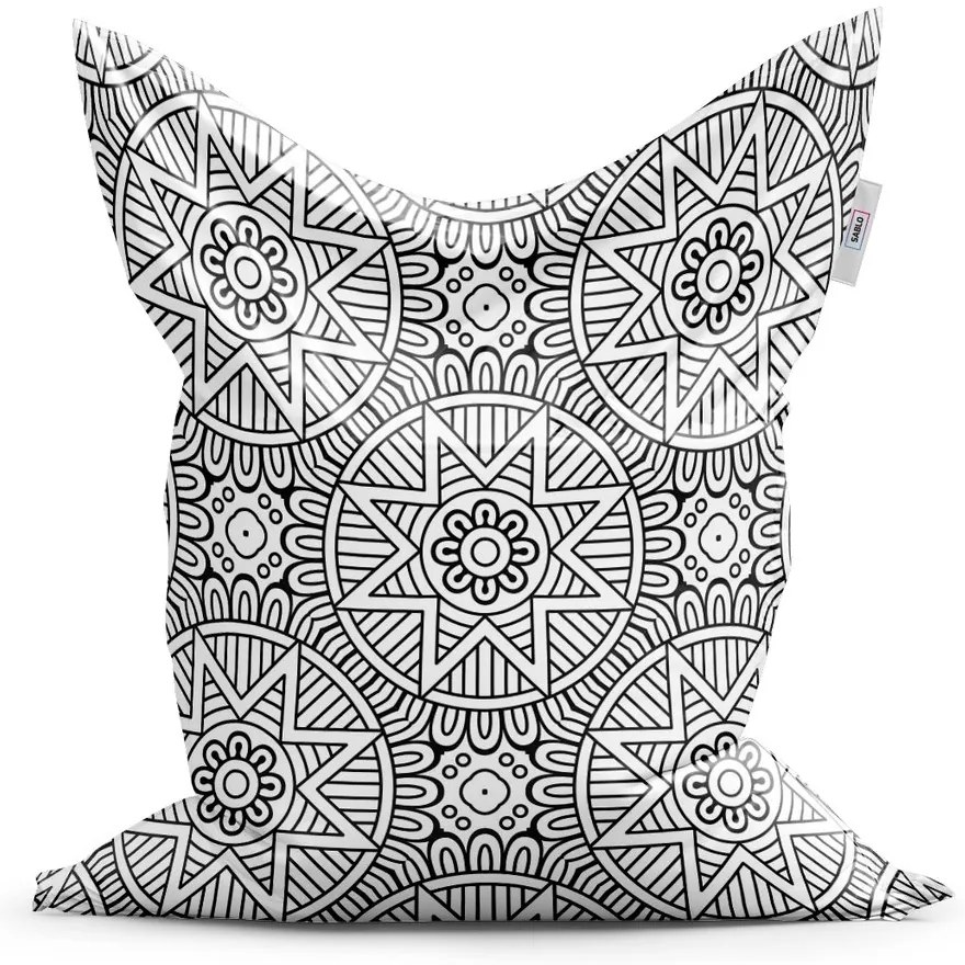 Sedací vak Classic hviezdy mehendi - detský, čierna / biela