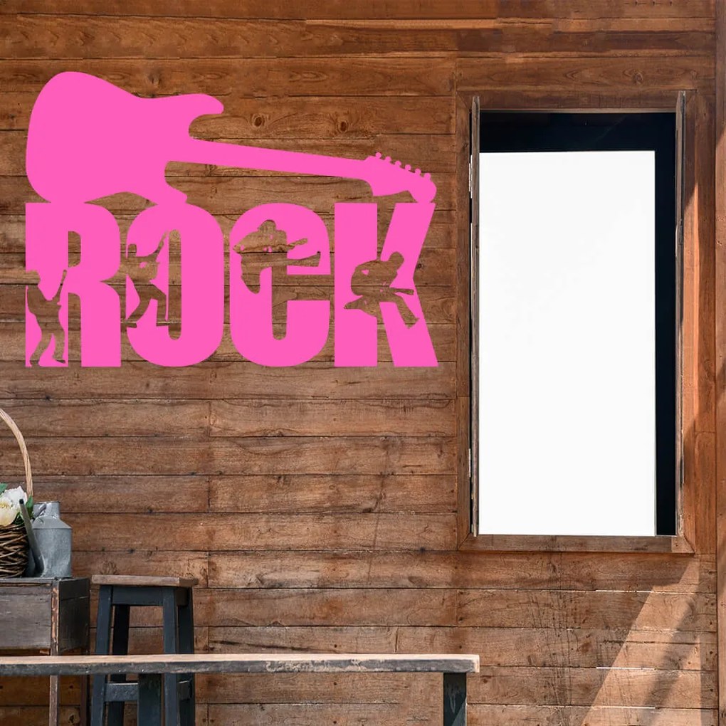 Veselá Stena Samolepka na stenu na stenu Nápis ROCK Farba: černá