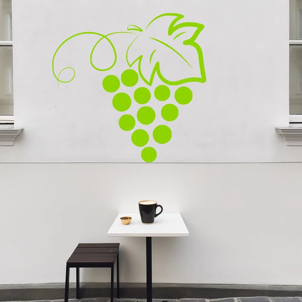 Veselá Stena Samolepka Strapec hroznového vína Farba: bílá, Veľkosť: 100 x 100 cm