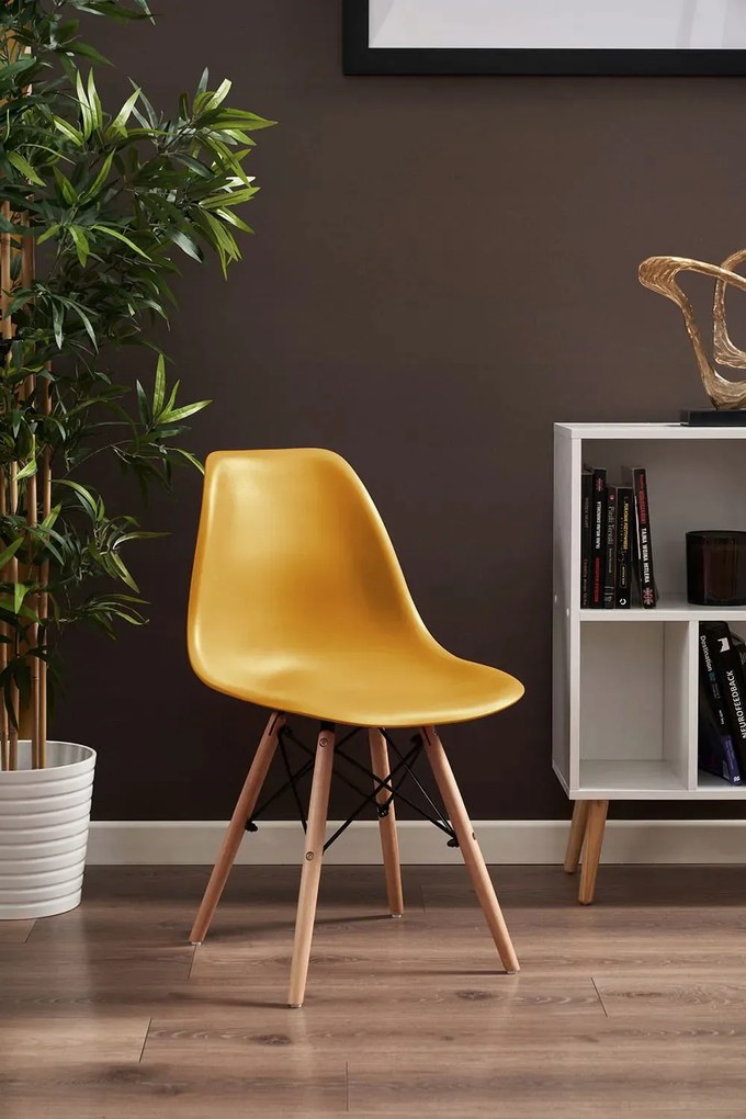 Dekorstudio Dizajnová jedálenská stolička v škandinávskom štýle - horčicová