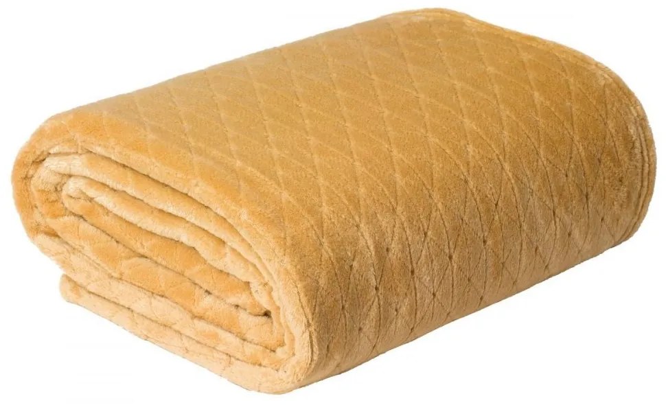 Medovo žltá deka s gemetrickým tvarom Šírka: 70 cm | Dĺžka: 160 cm
