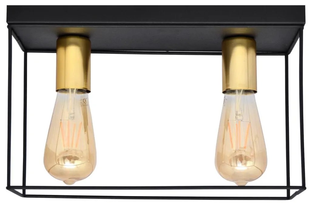 Stropné svietidlo FINN 2xE27/15W/230V čierna/zlatá