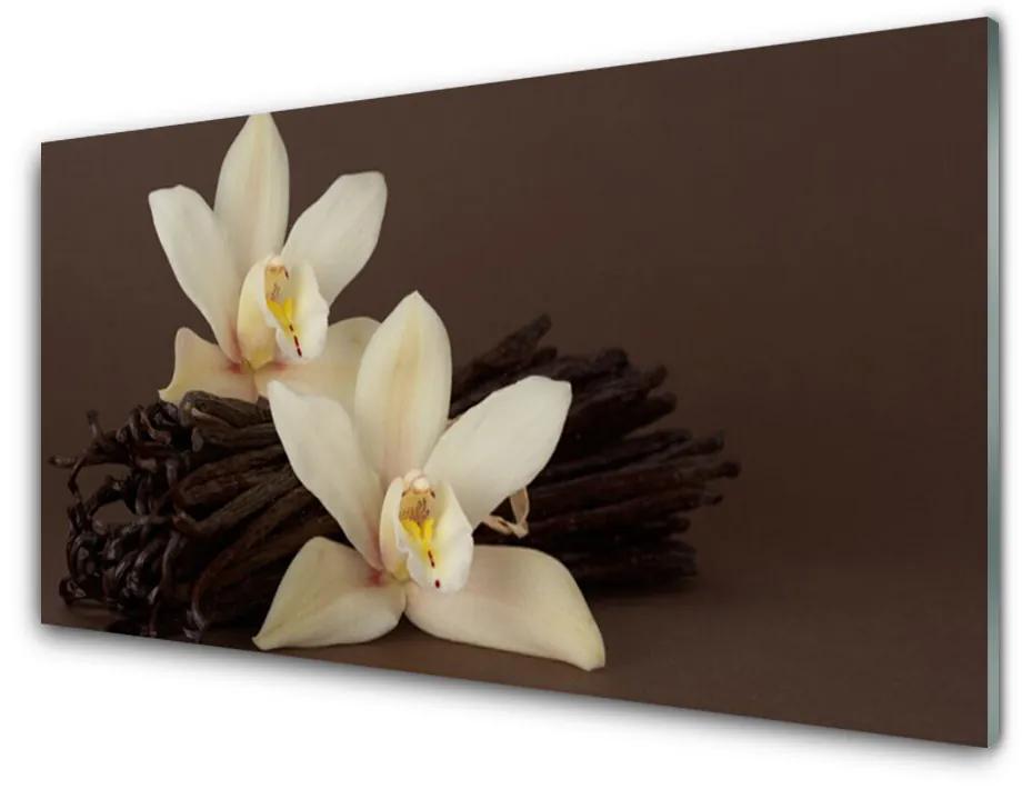 Sklenený obklad Do kuchyne Kvety vanilky do kuchyne 140x70 cm