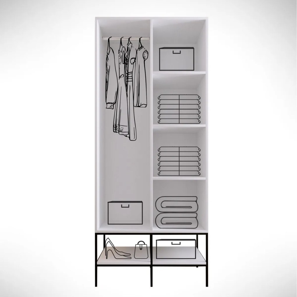 Šatníková skriňa Martin I 84 cm biela mramor/zlatá