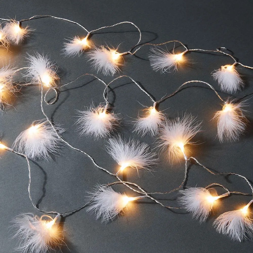 FEATHERS LED Svetelná reťaz s USB pierka 20 svetiel