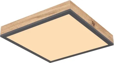 Stropné LED osvetlenie Doro 30x30 cm, drevený vzhľad%