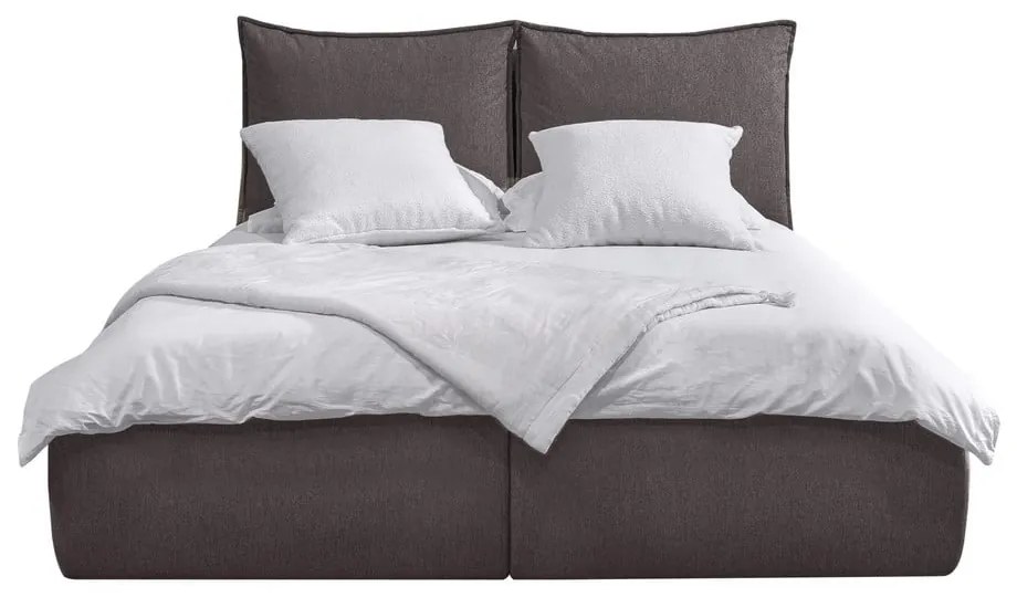 Tmavosivá čalúnená dvojlôžková posteľ s úložným priestorom a roštom 180x200 cm Garancia – Bobochic Paris