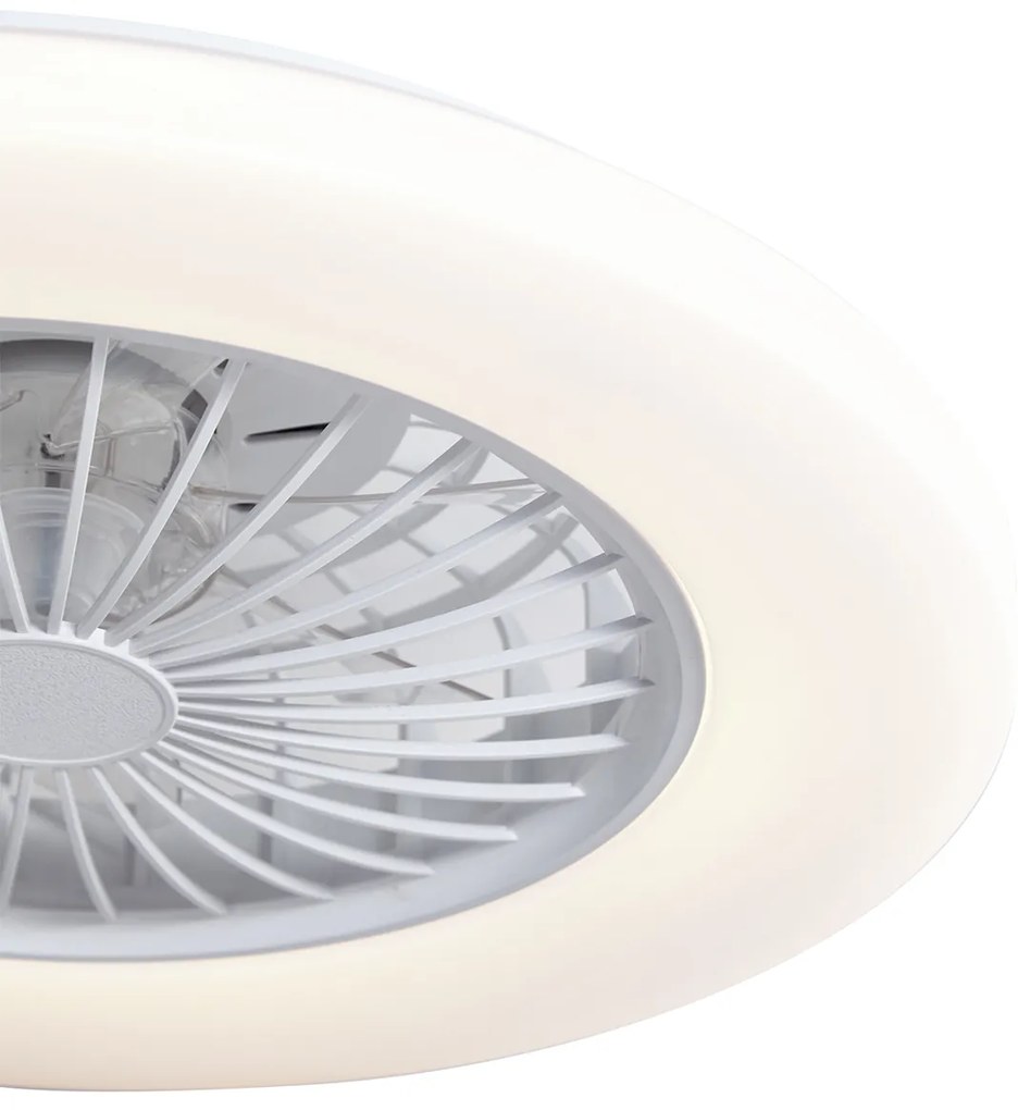 Stropný ventilátor biely 48,5 cm vrátane LED stmievateľný s diaľkovým ovládaním - Clemo