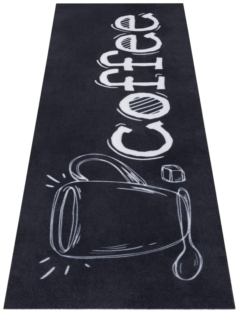 Hanse Home, Koberec behúň Cook & Clean 105733 Black White, 50x150, čierna, kuchyňa