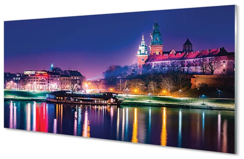 Obraz na akrylátovom skle Krakow city noc rieka 125x50 cm
