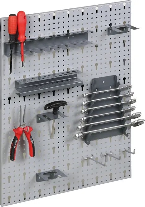 Závesný panel na náradie G1 vrátane 22 ks háčikov a držiakov, 595 x 395 x 25 mm