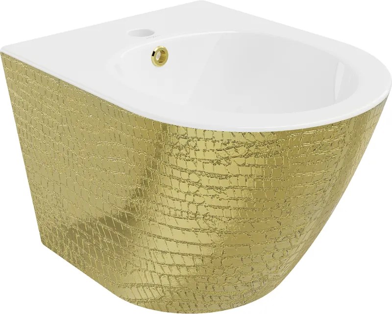 Mexen Lena závesný bidet, biely/zlatý vzor šupiny - 35224808