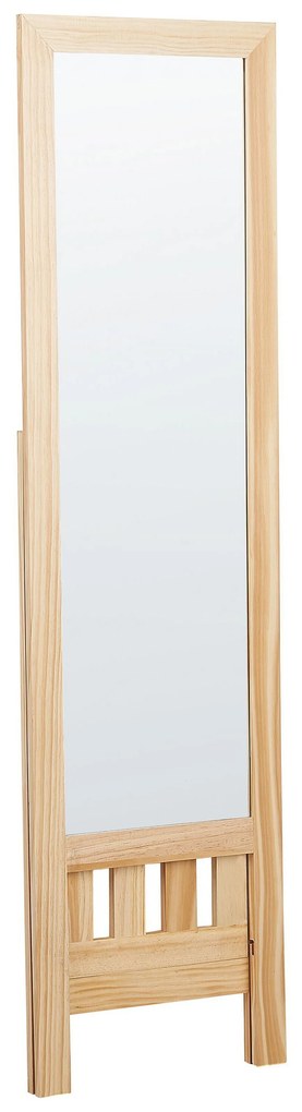 Stojace zrkadlo s policou svetlé drevo LUISANT Beliani