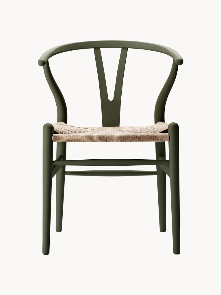 Drevená stolička's ručne tkanou sedacou plochou CH24 Wishbone Chair