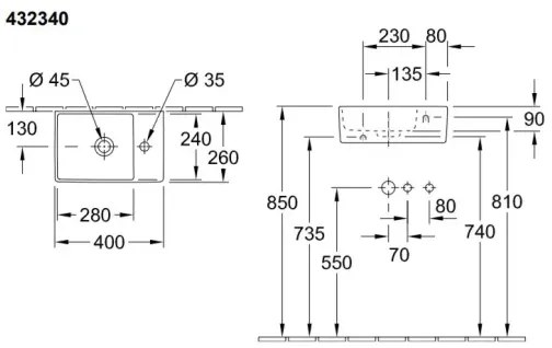 Villeroy & Boch 43234001 - Závesné umývadlo MEMENTO 40x26 cm keramika/biela