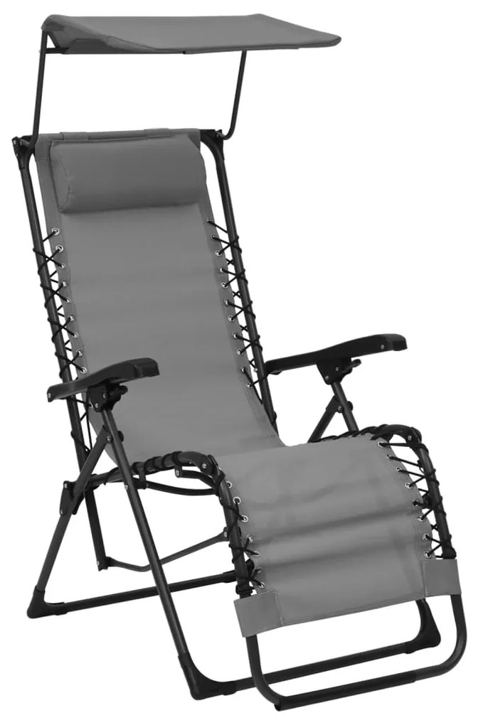 vidaXL Skladacia terasová stolička textilénová sivá