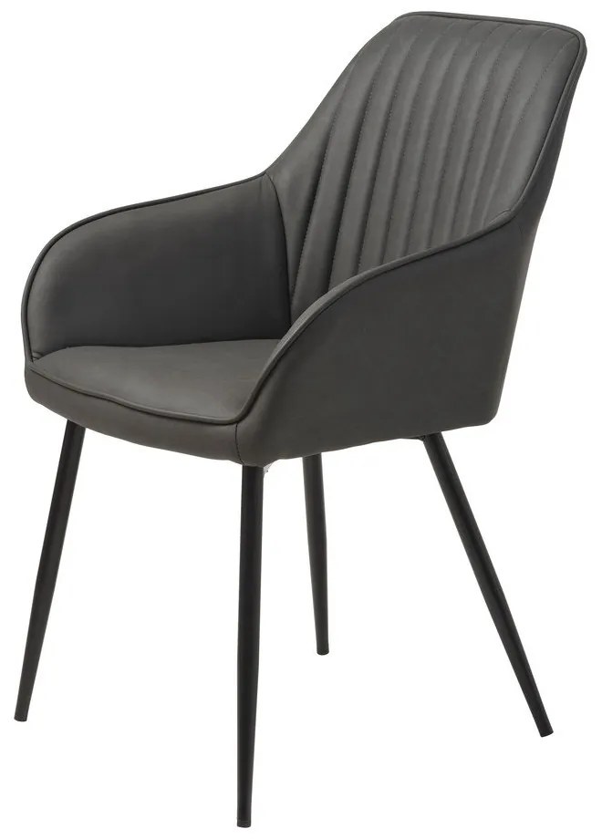 Tmavosivé čalúnené jedálenské kreslá v súprave s podrúčkami 2 ks Nolan Stripe – Unique Furniture