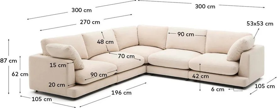 Béžová ženilková rohová pohovka Gala – Kave Home