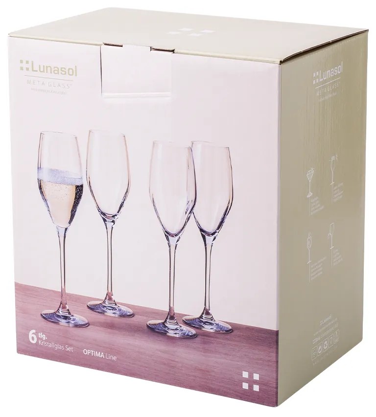 Poháre na šampanské 170 ml 6 ks — Optima Line Glas Lunasol - 322823