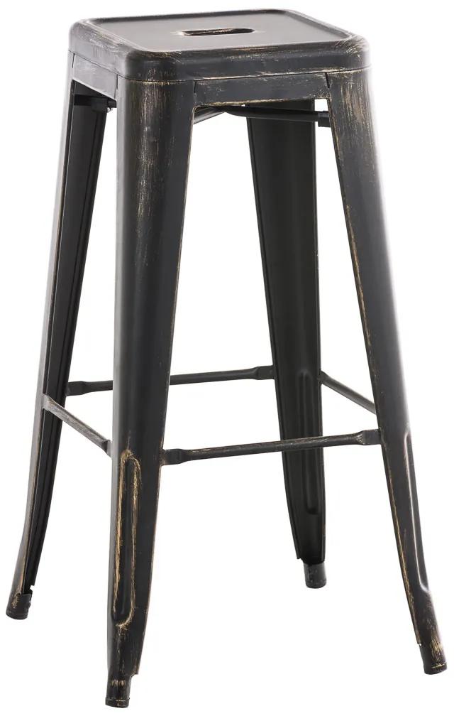 Kovová barová stolička Josh - Čierno-zlatá antik