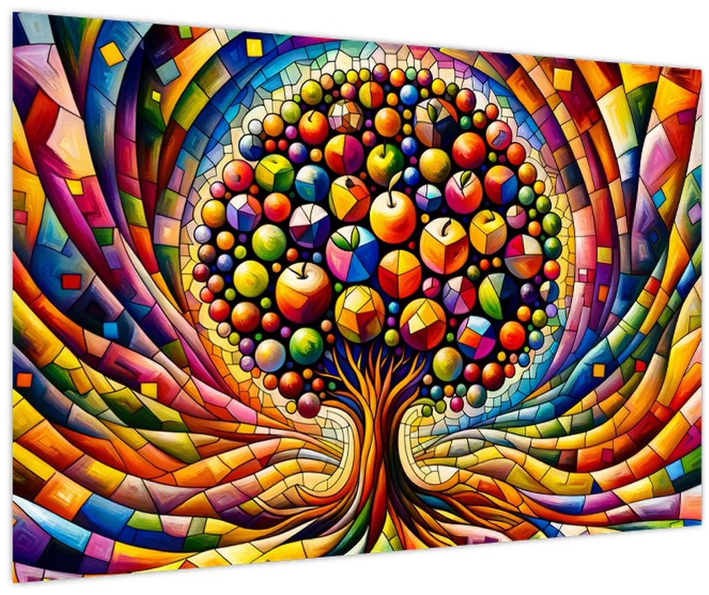 Obraz – Farebný strom s jablkami (90x60 cm)