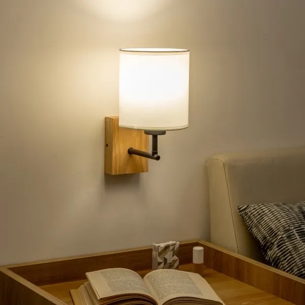 Brilagi - Nástenná lampa NUBILA WOOD 1xE27/25W/230V dub/biela