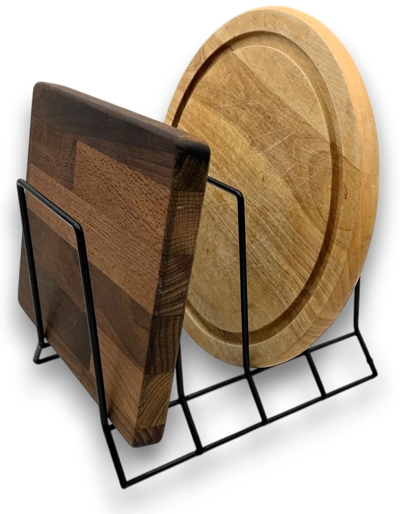 CONFORTIME Držiak, stojan na pokrievky, panvice, dosky, plechy – 4 pozície, čierny