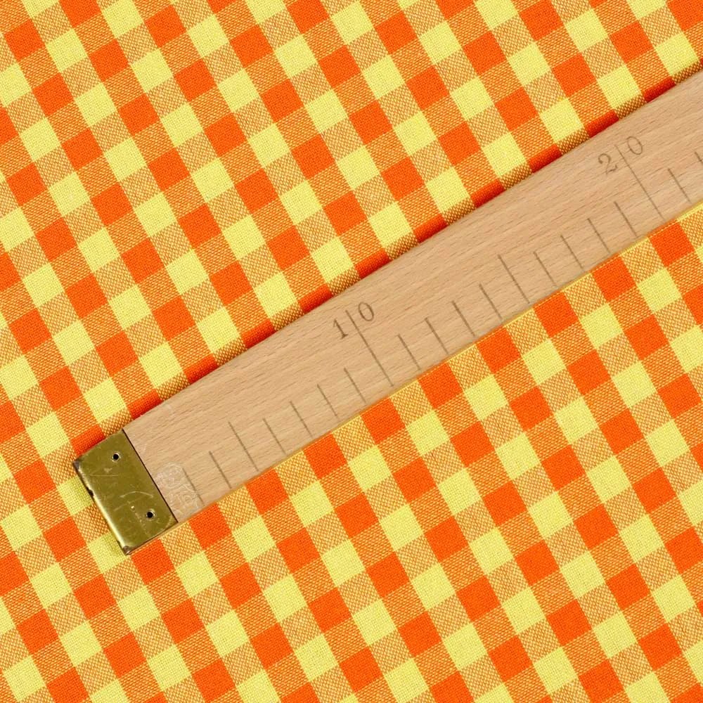 Biante Bavlnený okrúhly obrus Olivia OL-006 Oranžovo-žltá kocka malá Ø 100 cm