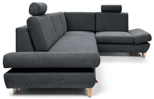 Rozkladacia rohová čalúnená sedacia súprava AVESTA, pravá, s úložným priestorom do tvaru L, antracit