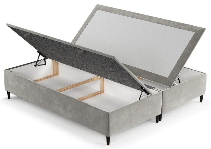 Svetlosivá čalúnená dvojlôžková posteľ s úložným priestorom 200x200 cm Tate – Maison de Rêve
