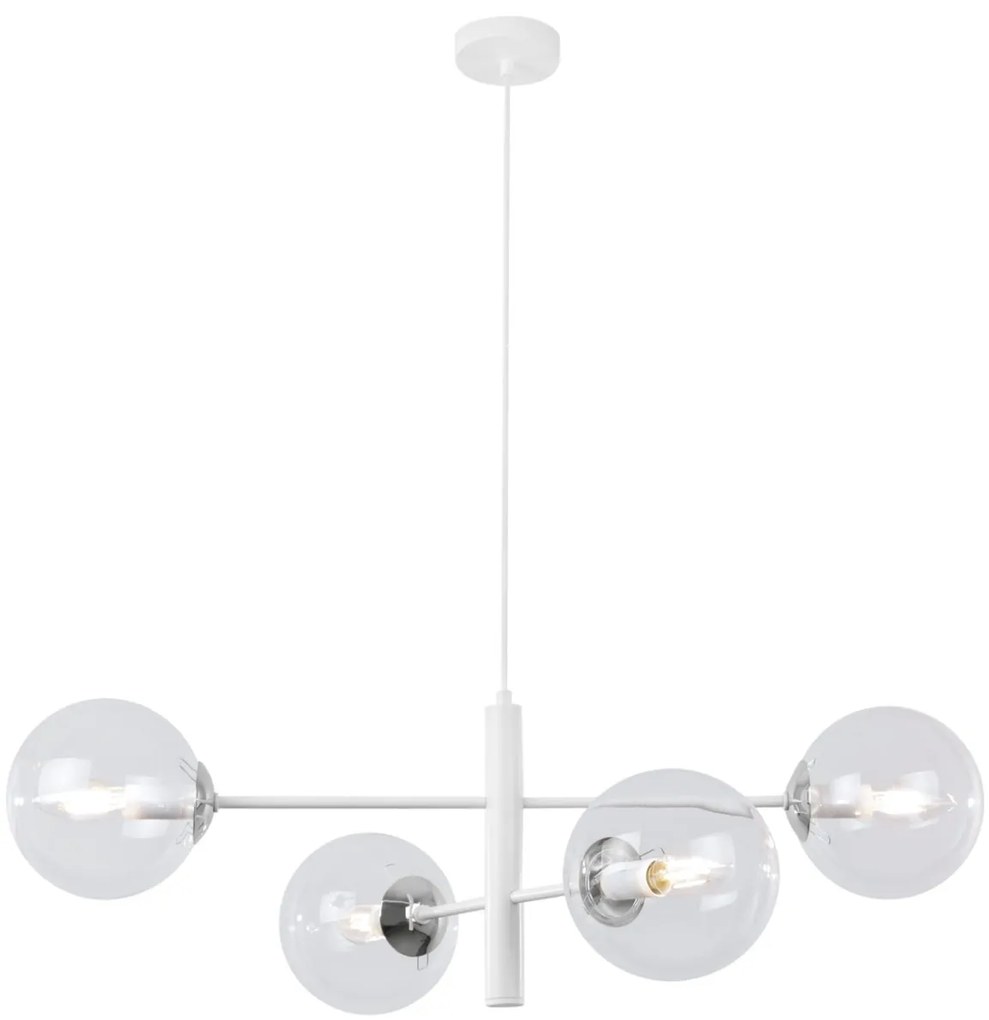 Závesne svietidlo Paris, 4x transparentné sklenené tienidlo, W/CH