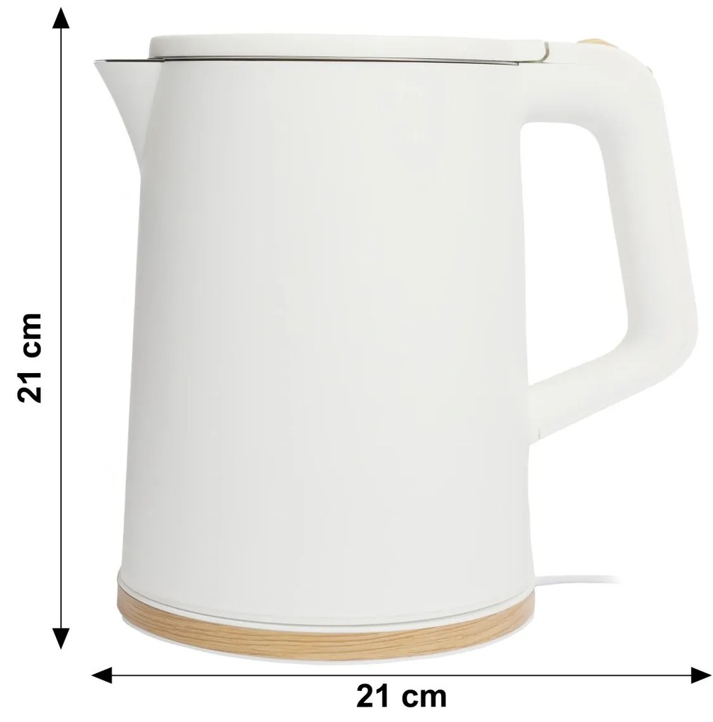 Bauerkraft Bezdrôtová cestovná rýchlovarná kanvica 1500 W 1,2 l otočná biela