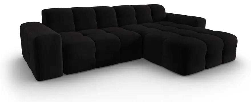 Čierna zamatová rohová pohovka (pravý roh) Kendal - Micadoni Home