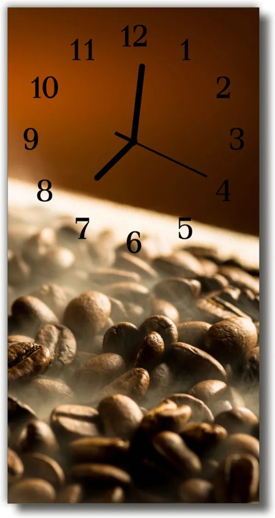 Sklenené hodiny vertikálne  Kuchynská zrná hnedé kávy