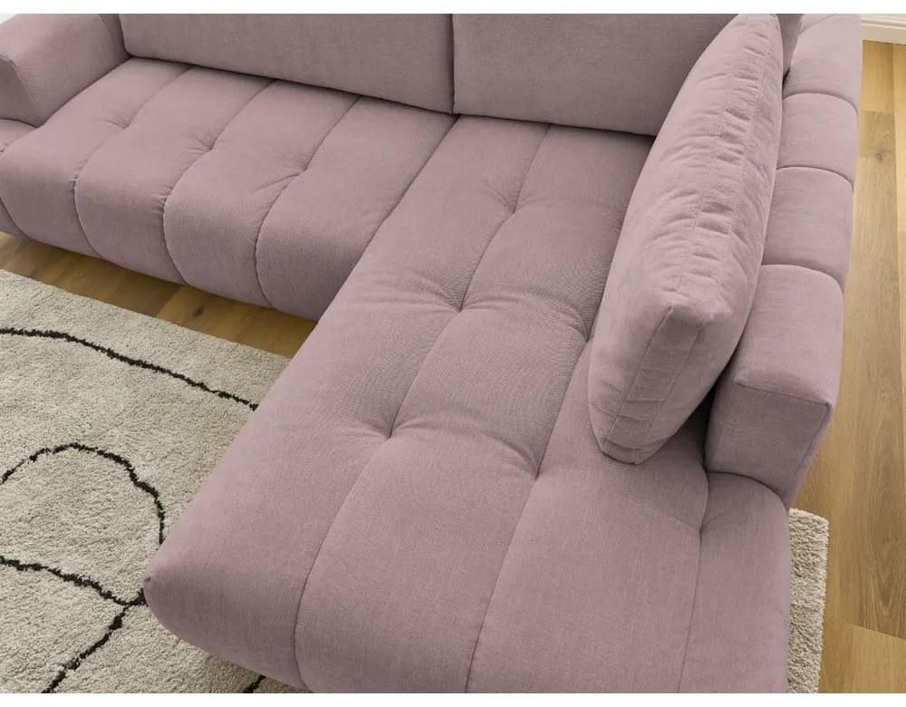 Ružová rozkladacia/s úložným priestorom rohová pohovka (pravý roh/do L) Fuji – Bobochic Paris