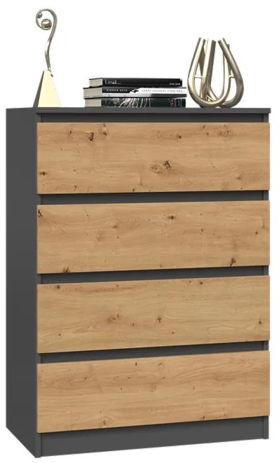 Komoda Musecalo 2 (antracit + dub artisan). Akcia -23%. Vlastná spoľahlivá doprava až k Vám domov. 1132787