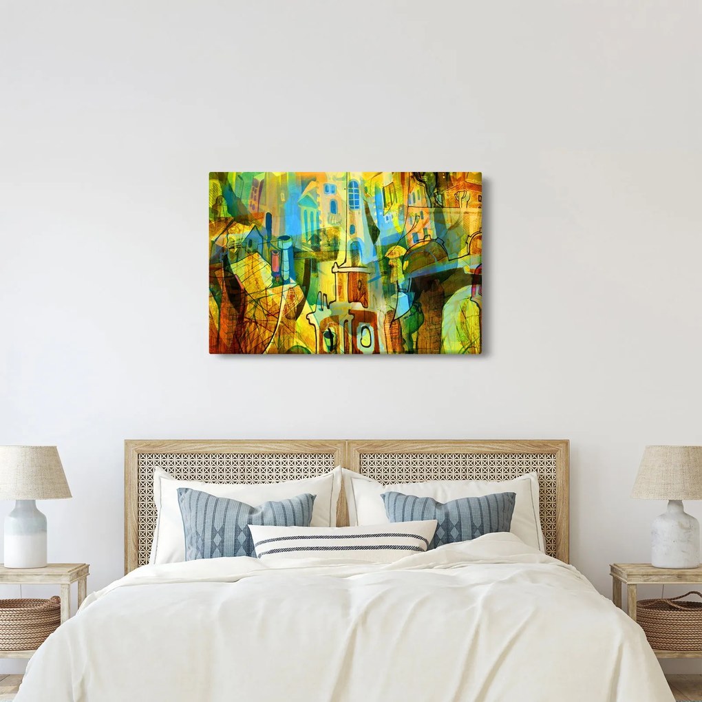 Obraz - Architektúra, kubistická abstrakcia (90x60 cm)