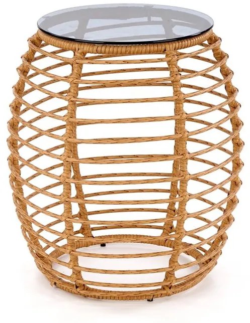 ZÁHRADNÝ RATANOVÝ STOLÍK HANES SO SKLOM 56 cm