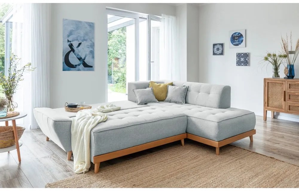 Svetlosivá rozkladacia rohová pohovka Miuform Dazzling Daisy L, pravý roh