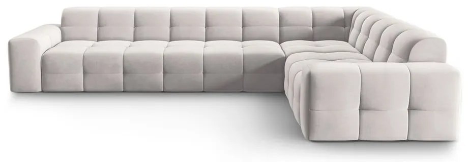 Svetlosivá zamatová rohová pohovka (pravý roh) Kendal - Micadoni Home