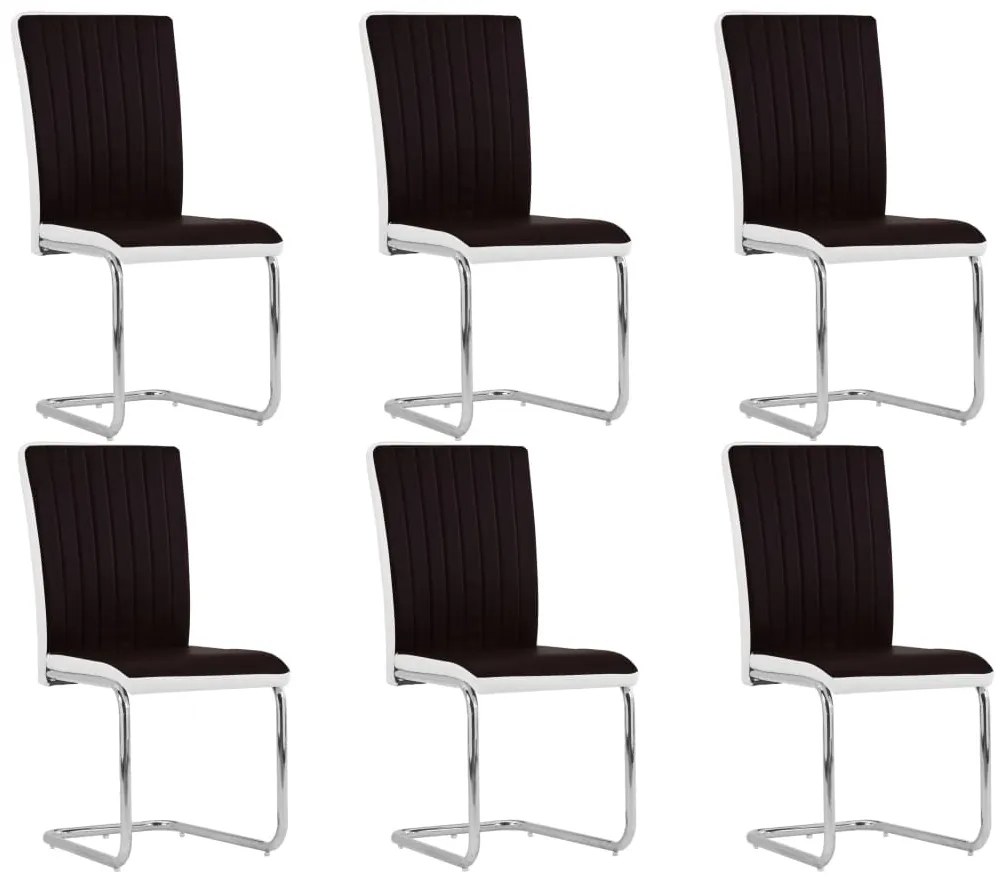 vidaXL Jedálenské stoličky, perová kostra 6 ks, hnedé, umelá koža