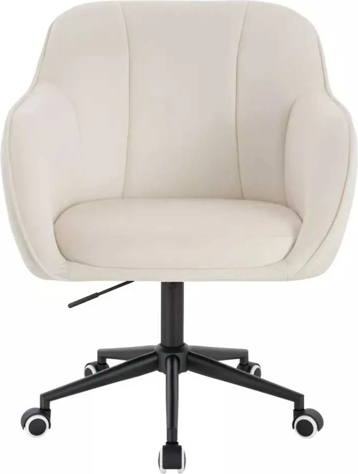 LuxuryForm DESIGN Stolička AVOLA VELUR na čiernej podstave s kolieskami - biela