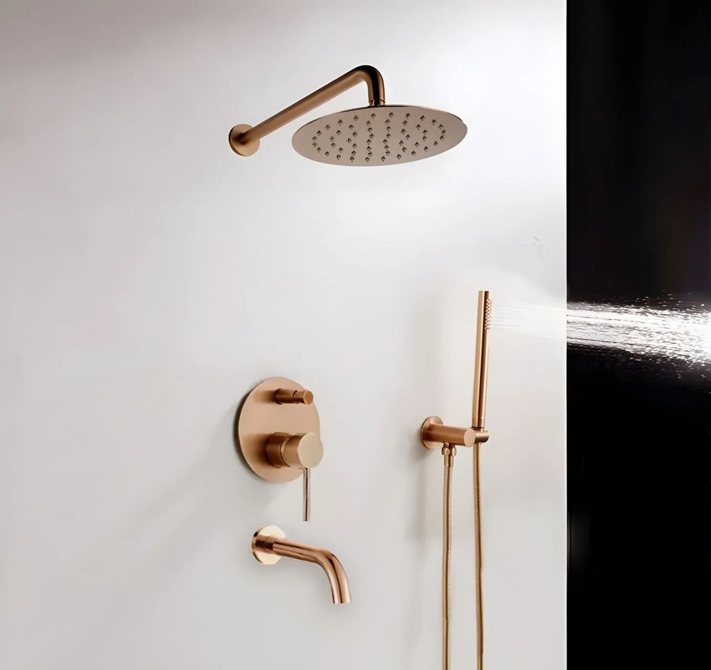 Rea Lungo, podomietková sprchová súprava s vaňovou výlevkou + box, medená lesklá, REA-P7998